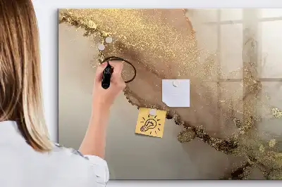 Magnetisk tavla med penna i marmormönstrat utförande i guld