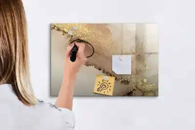 Magnetisk tavla med penna i marmormönstrat utförande i guld
