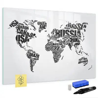 Världskarta magnetisk tavla med penna