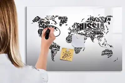 Världskarta magnetisk tavla med penna