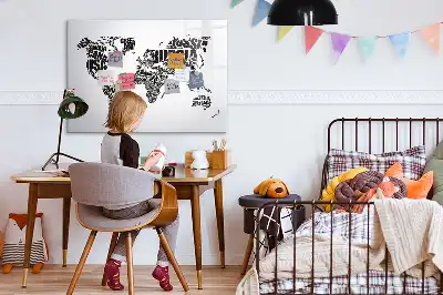 Världskarta magnetisk tavla med penna