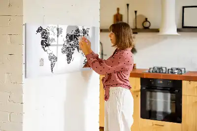 Världskarta magnetisk tavla med penna