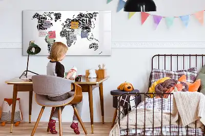 Världskarta magnetisk tavla med penna