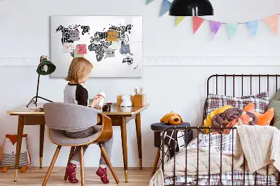 Världskarta magnetisk tavla med penna
