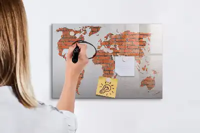 Magnetisk rittavla med motiv av världskarta på tegel