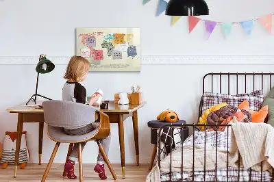 Magnetisk rittavla med motiv av en världskarta av bokstäver