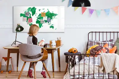 Magnetisk rittavla med motiv av en grön världskarta