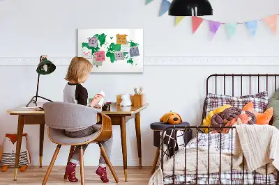 Magnetisk rittavla med motiv av en grön världskarta