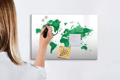 Magnetisk rittavla med motiv av en grön världskarta