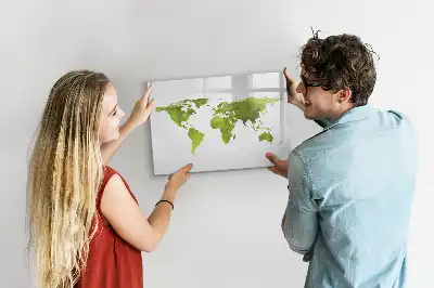 Akvarellvärldskarta magnetisk tavla med penna