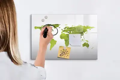 Akvarellvärldskarta magnetisk tavla med penna