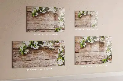 Magnetisk tavla med penna motiv med blommor på trä