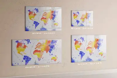 Akvarellvärldskarta magnetisk tavla med penna