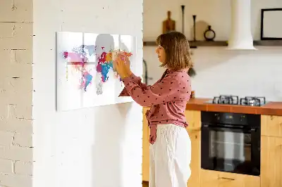 Världskarta magnetisk tavla med penna