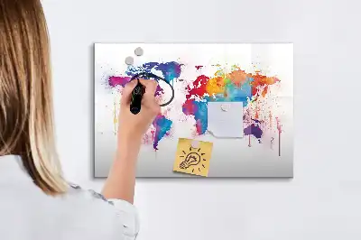 Världskarta magnetisk tavla med penna
