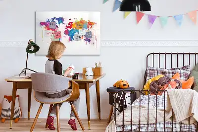 Världskarta magnetisk tavla med penna