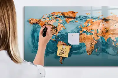Abstrakt världskarta magnetisk tavla med penna