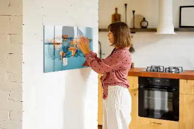 Abstrakt världskarta magnetisk tavla med penna