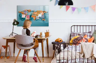 Abstrakt världskarta magnetisk tavla med penna