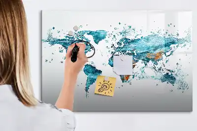 Magnetisk rittavla med motiv av en världskarta i akvarellstil