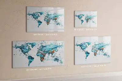 Magnetisk rittavla med motiv av en världskarta i akvarellstil