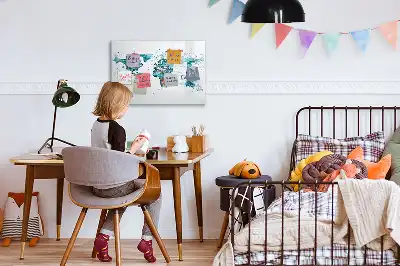 Magnetisk rittavla med motiv av en världskarta i akvarellstil