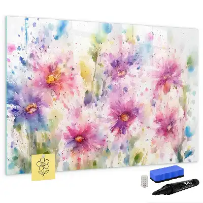 Magnetisk tavla med penna motiv med målade blommor