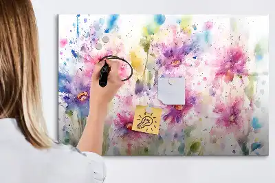 Magnetisk tavla med penna motiv med målade blommor