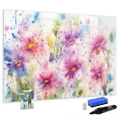 Magnetisk tavla med penna motiv med målade blommor