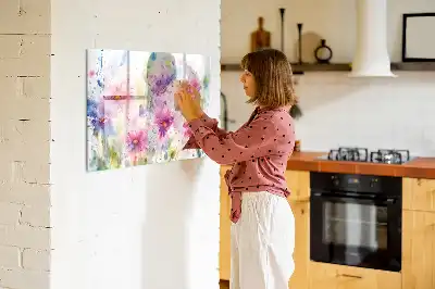 Magnetisk tavla med penna motiv med målade blommor