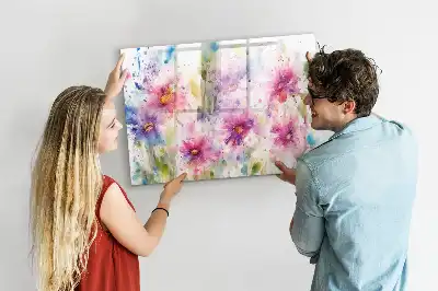 Magnetisk tavla med penna motiv med målade blommor
