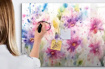 Magnetisk tavla med penna motiv med målade blommor