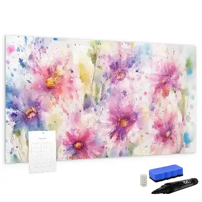 Magnetisk tavla med penna motiv med målade blommor