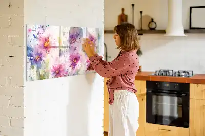 Magnetisk tavla med penna motiv med målade blommor