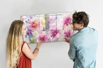 Magnetisk tavla med penna motiv med målade blommor