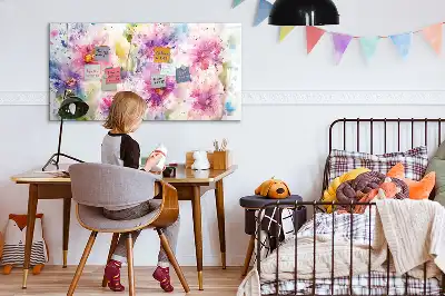 Magnetisk tavla med penna motiv med målade blommor