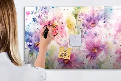 Magnetisk tavla med penna motiv med målade blommor