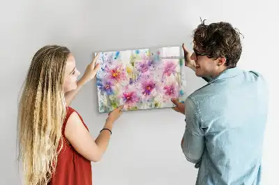 Magnetisk tavla med penna motiv med målade blommor