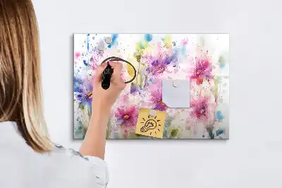 Magnetisk tavla med penna motiv med målade blommor