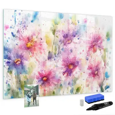Magnetisk tavla med penna motiv med målade blommor