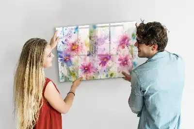 Magnetisk tavla med penna motiv med målade blommor
