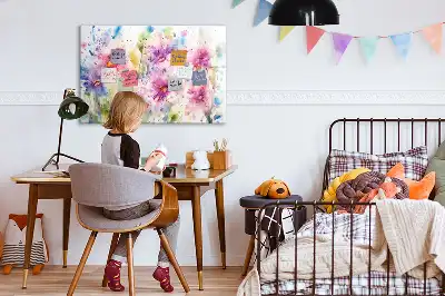 Magnetisk tavla med penna motiv med målade blommor
