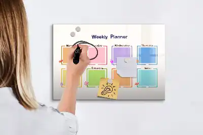 Veckoplanerare magnetisk tavla med penna
