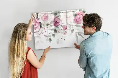 Magnetisk tavla med penna akvarellrosor