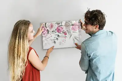 Magnetisk tavla med penna akvarellrosor