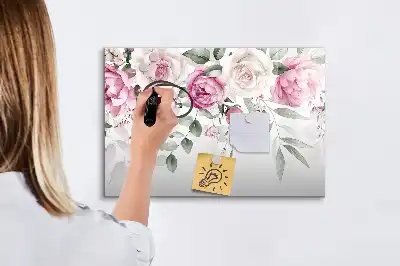 Magnetisk tavla med penna akvarellrosor