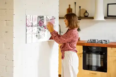 Magnetisk tavla med penna akvarellrosor