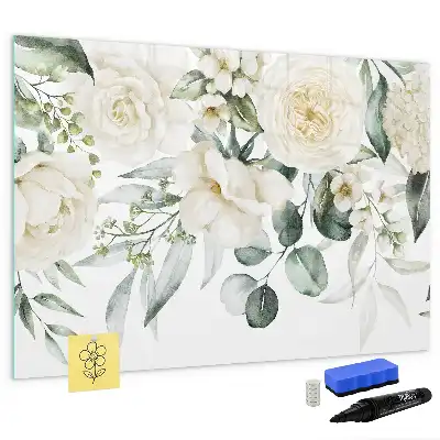 Magnetisk tavla med penna motiv blommor