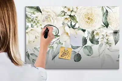 Magnetisk tavla med penna motiv blommor