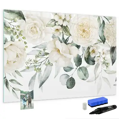 Magnetisk tavla med penna motiv blommor